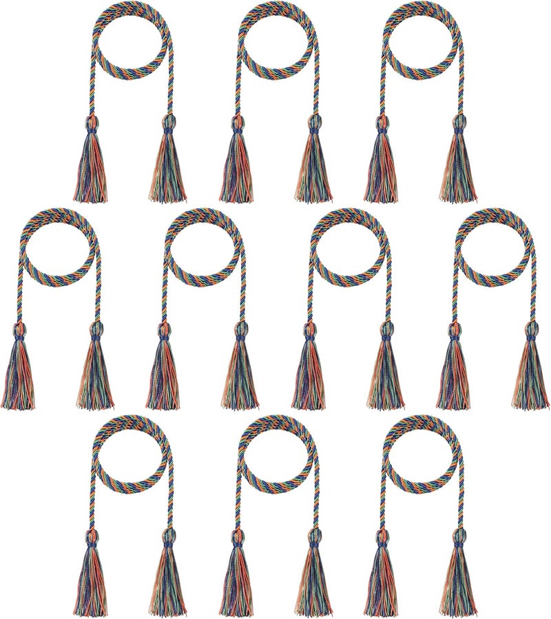 D DODOU 10 Pieces Graduation Cords Polyester Graduation Honor Braided Cords with Sewing Tassels for Bachelor, Master, Doctor 68" Long (Royal Blue Gold White) - Image 1